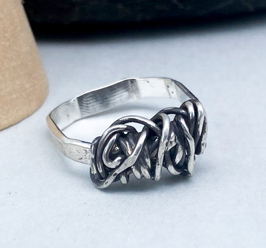 Sterling Silver Tangle Wrap Square Band Ring